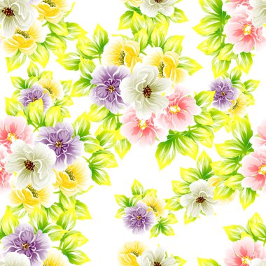 Sorunsuz vintage tarzı çiçek deseni. Renkli çiçek öğeleri