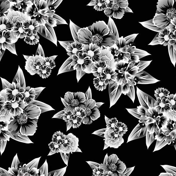 Naadloze Vintage Stijl Bloemenpatroon Floral Elementen Wit — Stockvector