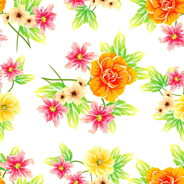 Naadloze Vintage Stijl Bloemenpatroon Floral Elementen Kleur — Stockvector