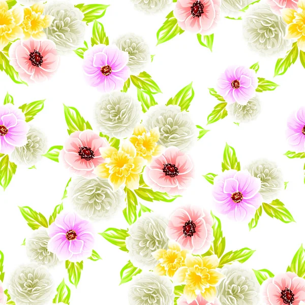 Naadloze Vintage Stijl Bloemenpatroon Floral Elementen Kleur — Stockvector