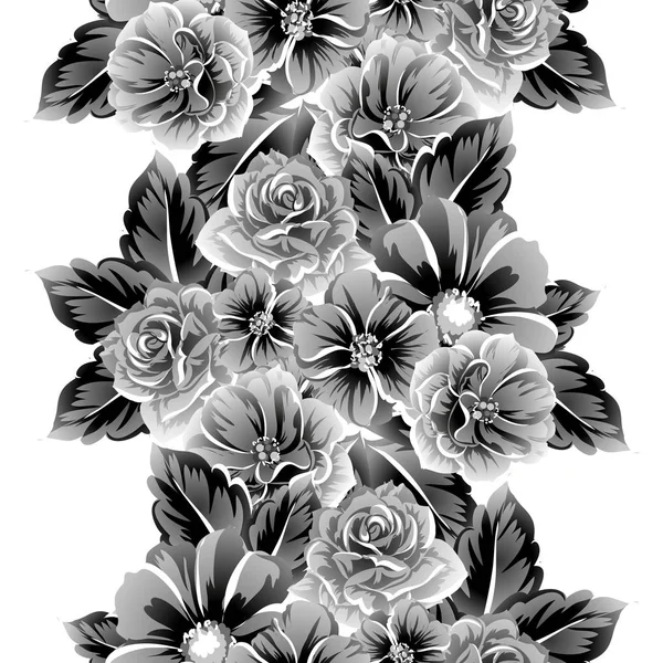 Naadloze Vintage Stijl Bloemenpatroon Floral Elementen Wit — Stockvector