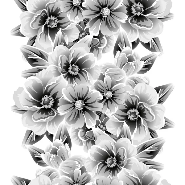 Patrón Flores Estilo Vintage Sin Costuras Elementos Florales Sobre Blanco — Vector de stock