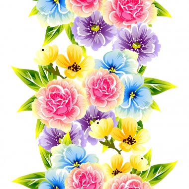 Sorunsuz vintage tarzı çiçek deseni. Renkli çiçek öğeleri