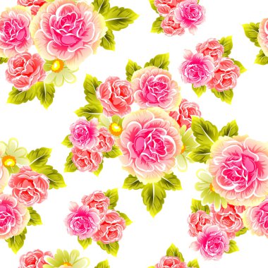 Sorunsuz vintage tarzı çiçek deseni. Renkli çiçek öğeleri