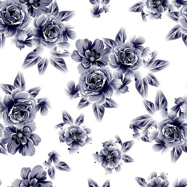 Sorunsuz vintage tarzı çiçek deseni. Beyaz çiçek öğeleri.