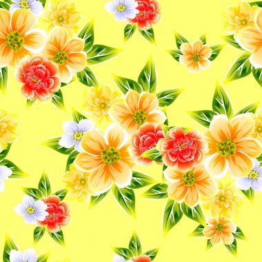 Sorunsuz vintage tarzı çiçek deseni. Renkli çiçek öğeleri