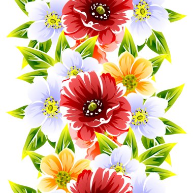 Sorunsuz vintage tarzı çiçek deseni. Renkli çiçek öğeleri