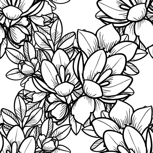 Patrón Flores Estilo Vintage Sin Costuras Elementos Florales Sobre Blanco — Vector de stock