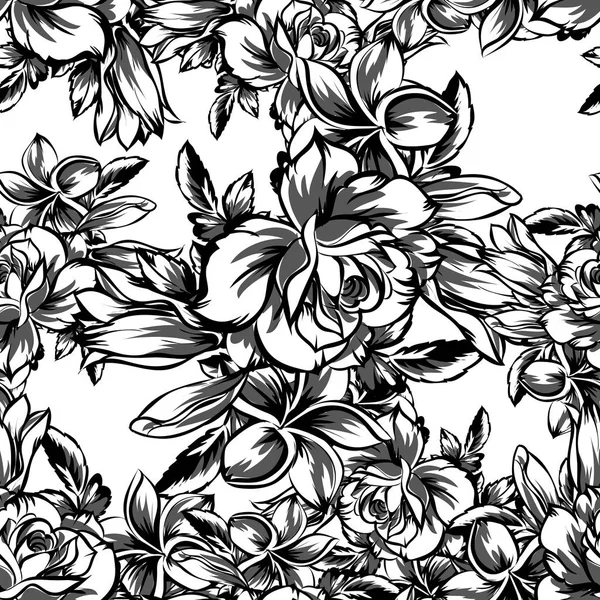 Naadloze Vintage Stijl Bloemenpatroon Floral Elementen Wit — Stockvector