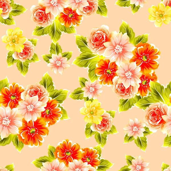 Patrón Flores Estilo Vintage Sin Costuras Elementos Florales Color — Vector de stock