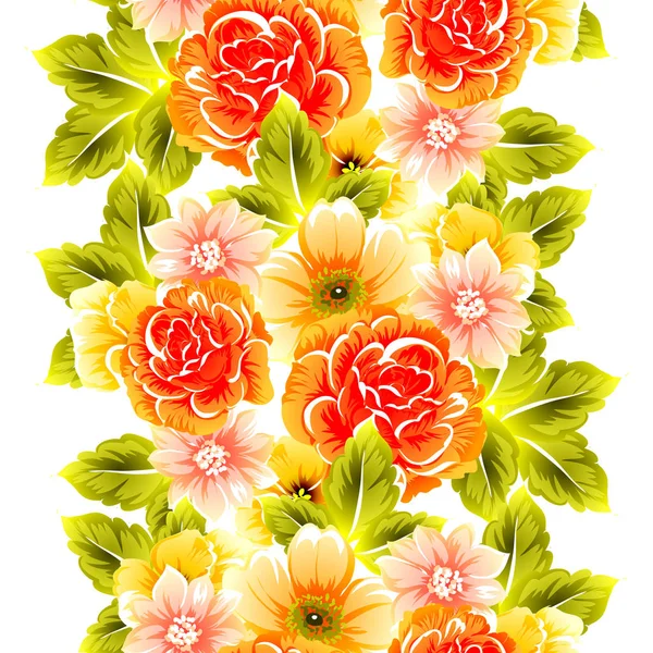 Patrón Flores Estilo Vintage Sin Costuras Elementos Florales Color — Vector de stock