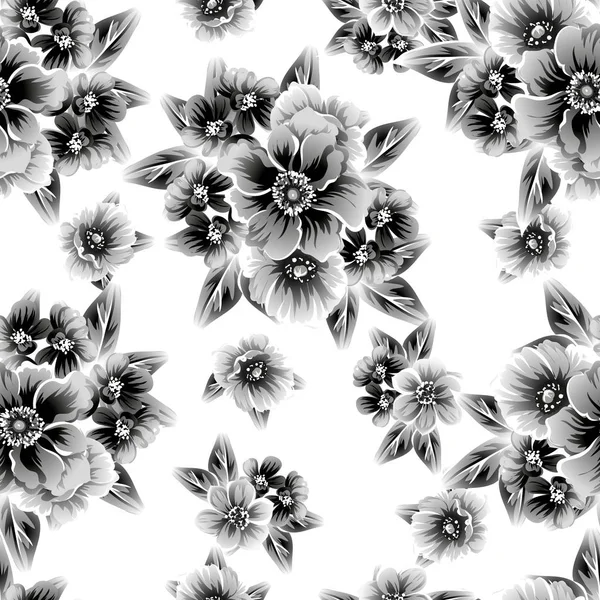 Sorunsuz Vintage Tarzı Çiçek Deseni Beyaz Çiçek Öğeleri — Stok Vektör