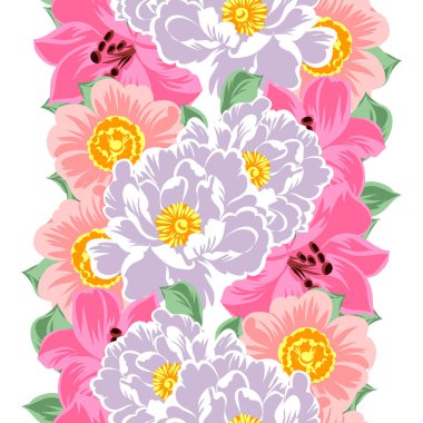 Sorunsuz vintage tarzı çiçek deseni. Renkli çiçek öğeleri