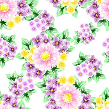 Sorunsuz vintage tarzı çiçek deseni. Renkli çiçek öğeleri