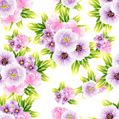 Sorunsuz vintage tarzı çiçek deseni. Renkli çiçek öğeleri