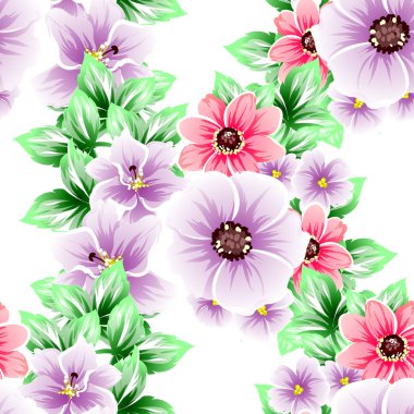 Sorunsuz vintage tarzı çiçek deseni. Renkli çiçek öğeleri