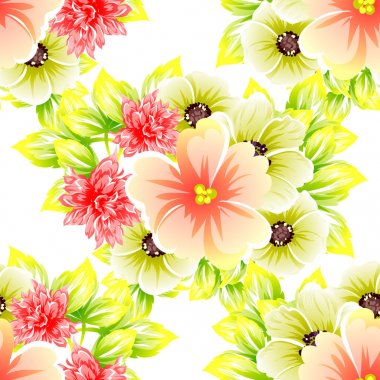 Sorunsuz vintage tarzı çiçek deseni. Renkli çiçek öğeleri