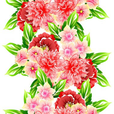 Sorunsuz vintage tarzı çiçek deseni. Renkli çiçek öğeleri