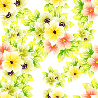 Sorunsuz vintage tarzı çiçek deseni. Renkli çiçek öğeleri