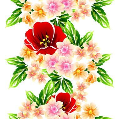 Sorunsuz vintage tarzı çiçek deseni. Renkli çiçek öğeleri