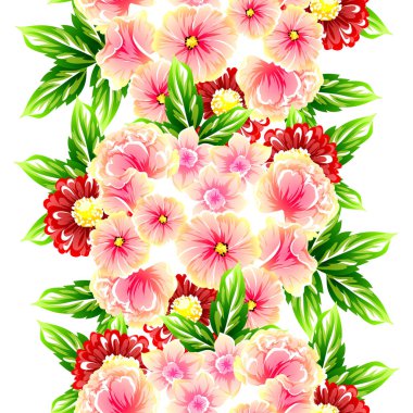 Sorunsuz vintage tarzı çiçek deseni. Renkli çiçek öğeleri