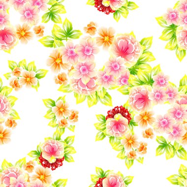 Sorunsuz vintage tarzı çiçek deseni. Renkli çiçek öğeleri