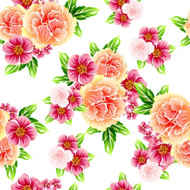 Sorunsuz vintage tarzı çiçek deseni. Renkli çiçek öğeleri