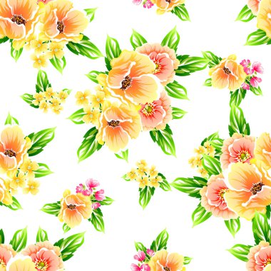 Sorunsuz vintage tarzı çiçek deseni. Renkli çiçek öğeleri