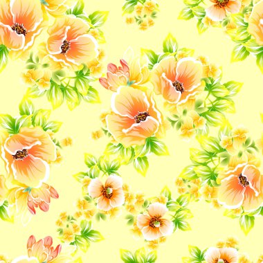 Sorunsuz vintage tarzı çiçek deseni. Renkli çiçek öğeleri