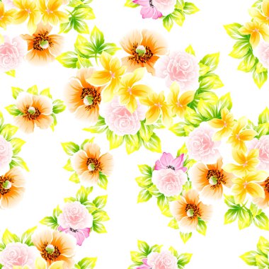 Sorunsuz vintage tarzı çiçek deseni. Renkli çiçek öğeleri