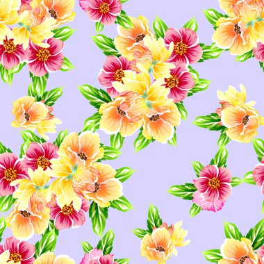 Sorunsuz vintage tarzı çiçek deseni. Renkli çiçek öğeleri