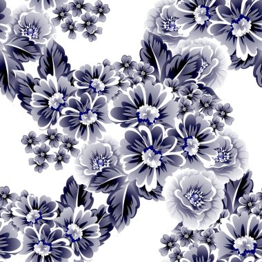 Sorunsuz vintage tarzı çiçek deseni. Beyaz çiçek öğeleri.