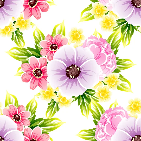 Naadloze Vintage Stijl Bloemenpatroon Floral Elementen Kleur — Stockvector