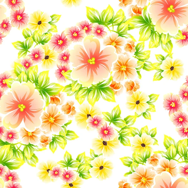 Naadloze Vintage Stijl Bloemenpatroon Floral Elementen Kleur — Stockvector