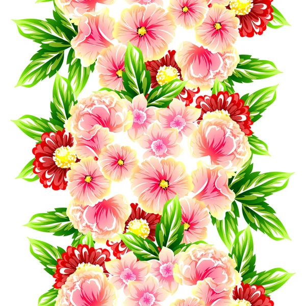 Sorunsuz vintage tarzı çiçek deseni. Renkli çiçek öğeleri