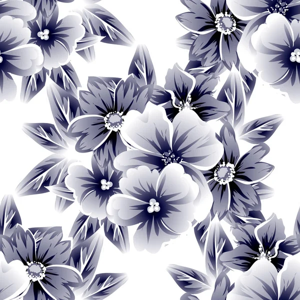 无缝复古风格的花卉图案 白色花元素 — 图库矢量图片