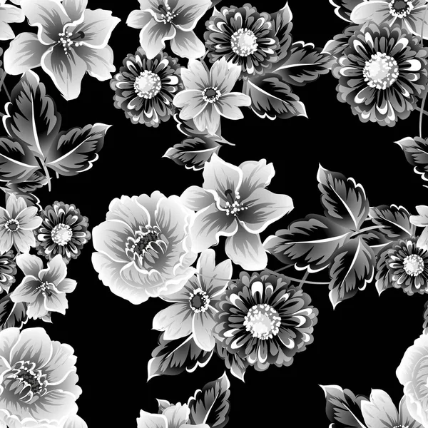 Varrat Nélküli Vintage Stílusú Virág Minta Fehér Virágos Elemek — Stock Vector