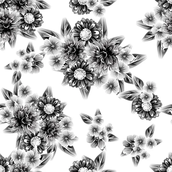 Seamless Vintage Style Flower Pattern Floral Elements White — Stock Vector