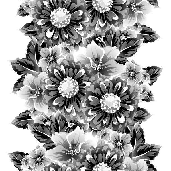 Seamless Vintage Style Flower Pattern Floral Elements White — Stock Vector