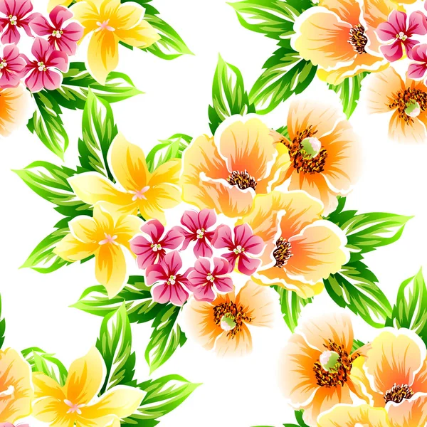 Sorunsuz vintage tarzı çiçek deseni. Renkli çiçek öğeleri