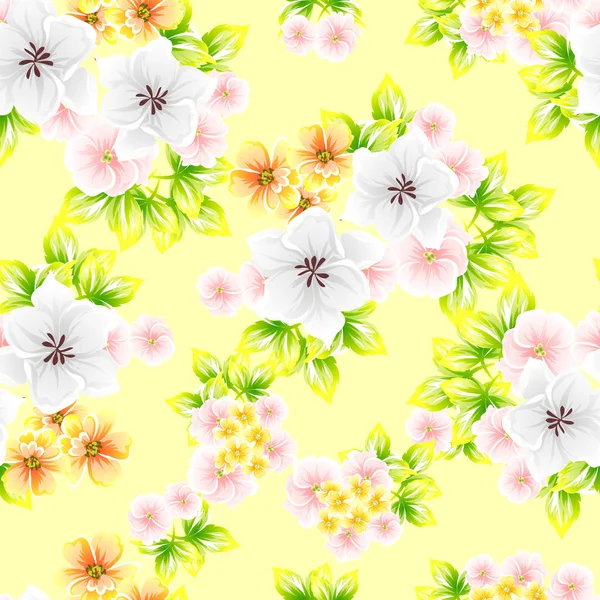 Naadloze Vintage Stijl Bloemenpatroon Floral Elementen Kleur — Stockvector