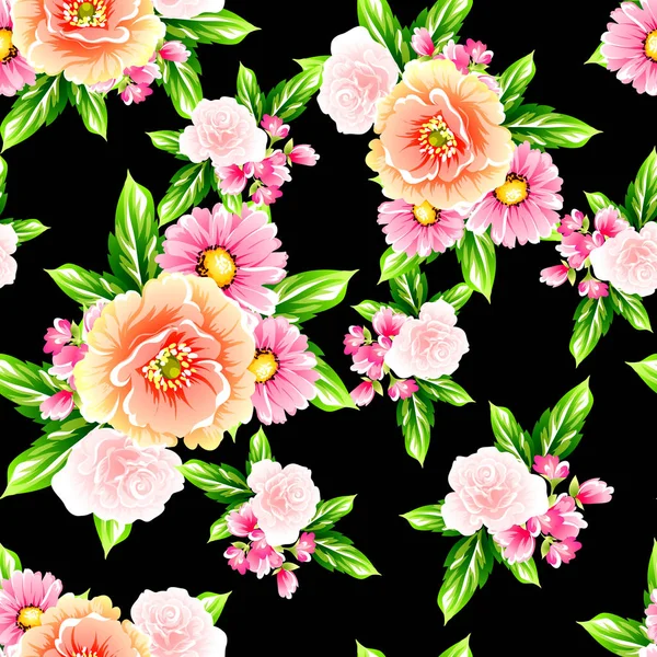 Patrón Flores Estilo Vintage Sin Costuras Elementos Florales Color — Archivo Imágenes Vectoriales