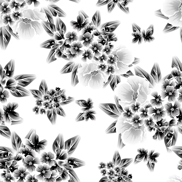 Modèle Fleur Style Vintage Sans Couture Eléments Floraux Sur Blanc — Image vectorielle