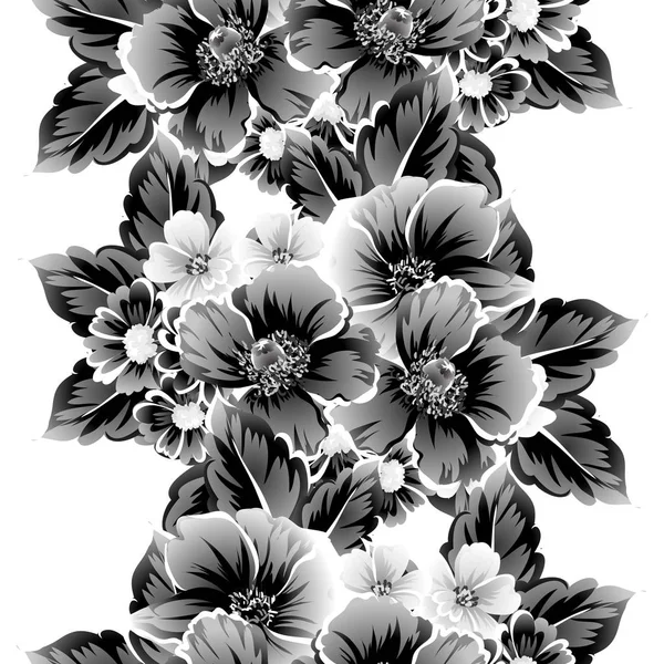 Patrón Flores Estilo Vintage Sin Costuras Elementos Florales Sobre Blanco — Vector de stock