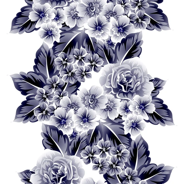 Patrón Flores Estilo Vintage Sin Costuras Elementos Florales Sobre Blanco — Vector de stock