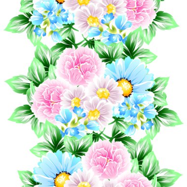 Sorunsuz vintage tarzı çiçek deseni. Renkli çiçek öğeleri