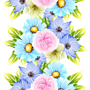 Sorunsuz vintage tarzı çiçek deseni. Renkli çiçek öğeleri