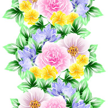 Sorunsuz vintage tarzı çiçek deseni. Renkli çiçek öğeleri