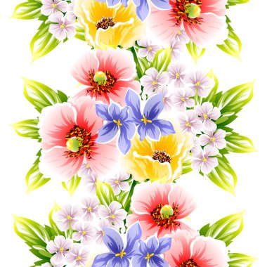 Sorunsuz vintage tarzı çiçek deseni. Renkli çiçek öğeleri