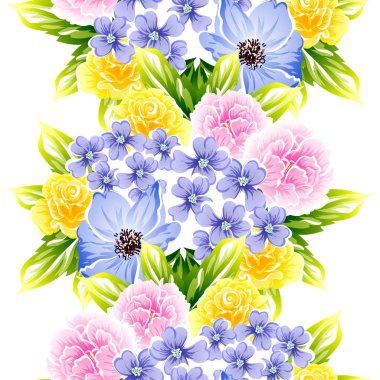 Sorunsuz vintage tarzı çiçek deseni. Renkli çiçek öğeleri